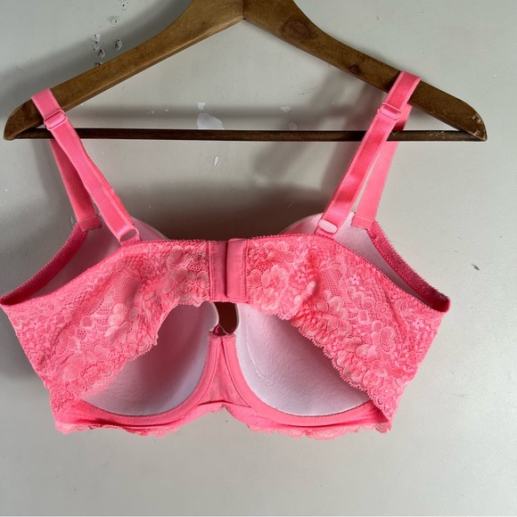 Victoria’s Secret Dream Angels Push Up Padded Demi Bra Size 38DDD Coral Lace - Picture 5 of 6